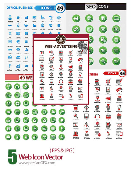 دانلود تصاویر وکتور آیکون های متنوع وب - Web Icon Vector