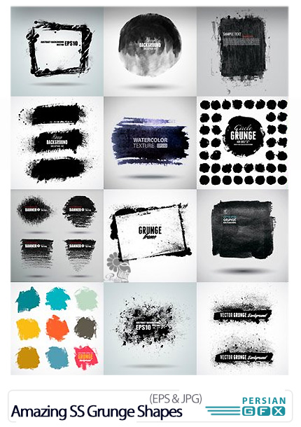 دانلود تصاویر وکتور گرانج اشکال، کثیف، قدیمی، خش دار، لکه دار از شاتر استوک - Amazing Shutterstock Grunge Shapes