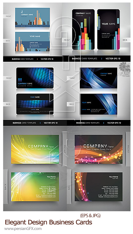 دانلود تصاویر وکتور کارت ویزیت فانتزی - Elegant Design Business Cards