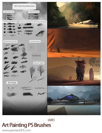 دانلود براش عناصر هنری نقاشی شده - Art Painting PS Brushes