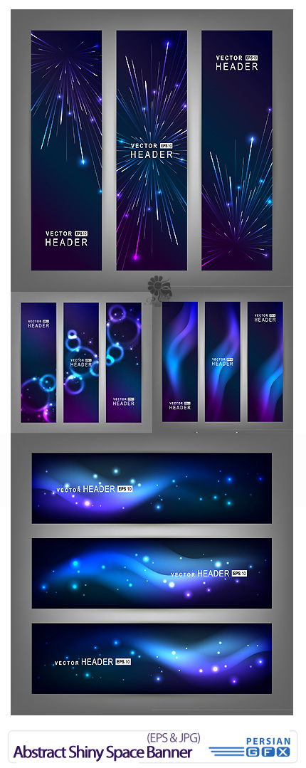 دانلود تصاویر وکتور بنرهای فانتزی درخشان - Abstract Shiny Space Banner