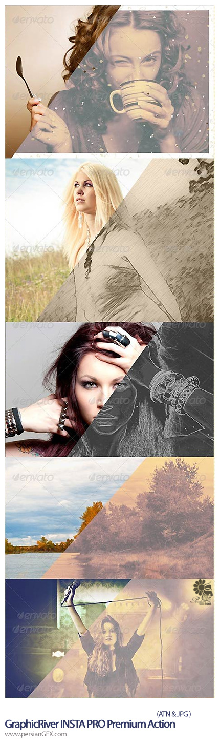 دانلود اکشن افکت متنوع تصاویر از گرافیک ریور - GraphicRiver INSTA PRO Premium Action Bundle 2013