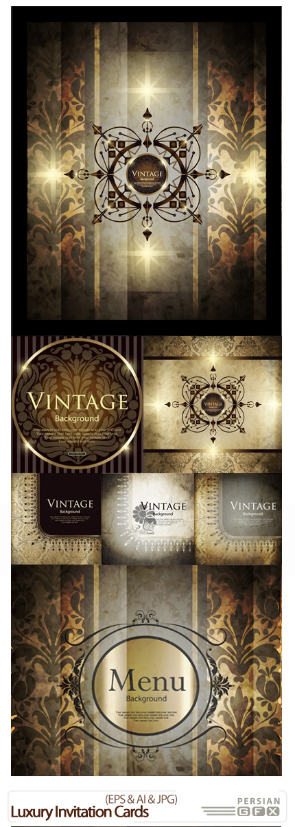 دانلود تصاویر وکتور کارت دعوت تزئینی کلاسیک - Luxury Invitation Cards