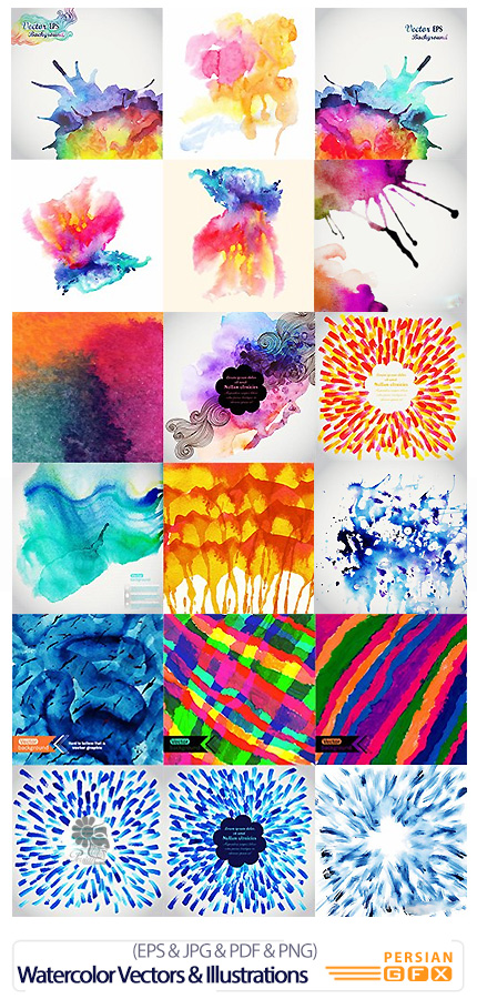 دانلود تصاویر وکتور پس زمینه های آبرنگی - Watercolor Stock Images Vectors And Illustrations Pack