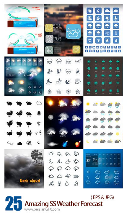 دانلود تصاویر آیکون پیش بینی وضع آب و هوا از شاتر استوک - Amazing ShutterStock Weather Forecast