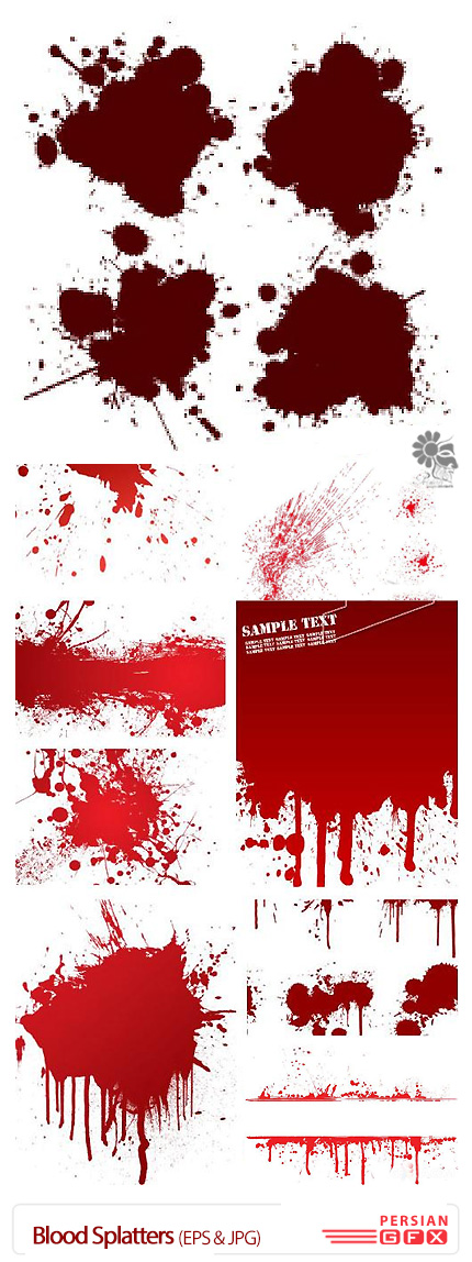 دانلود تصاویر وکتور قطره های خون - Blood Splatters