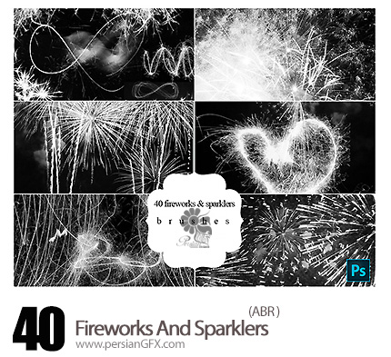 دانلود براش آتش بازی و نورهای درخشان - 40 Fireworks And Sparklers