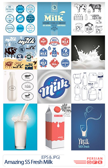 دانلود تصاویر وکتور شیر تازه از گرافیک ریور - Amazing ShutterStock Fresh Milk