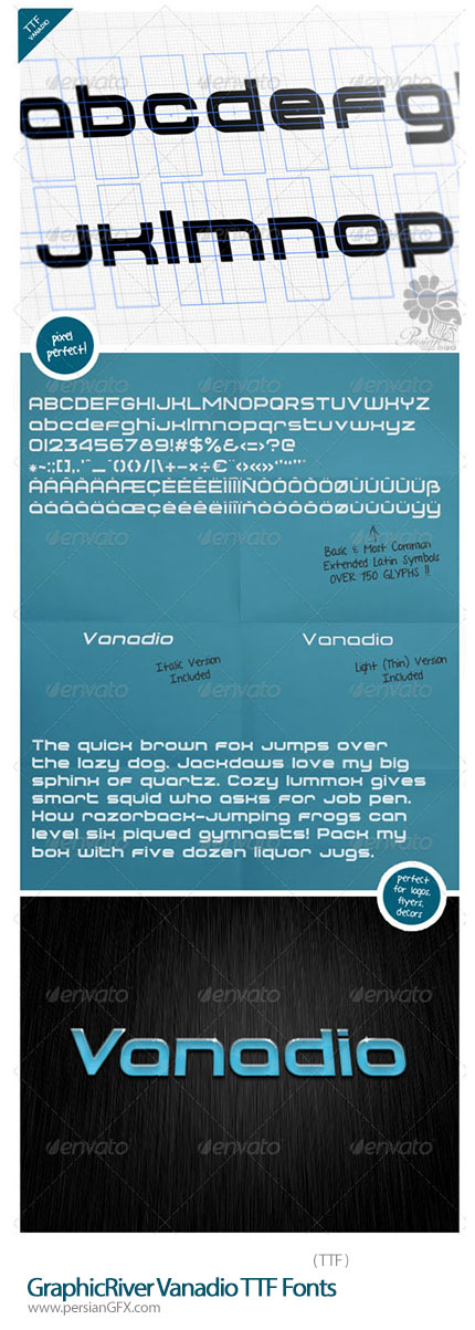 دانلود فونت انگلیسی Vanadio از گرافیک ریور - GraphicRiver Vanadio TTF Fonts
