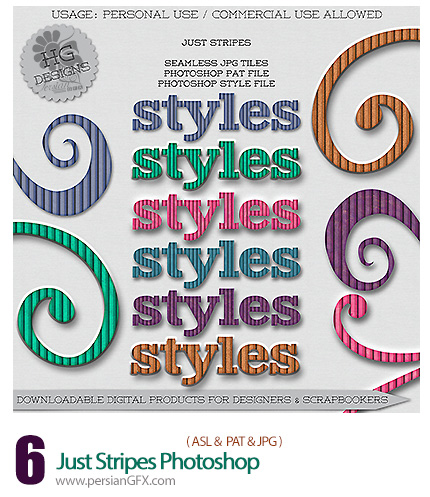 دانلود استایل با افکت راه راه - Just Stripes Photoshop ASL Styles