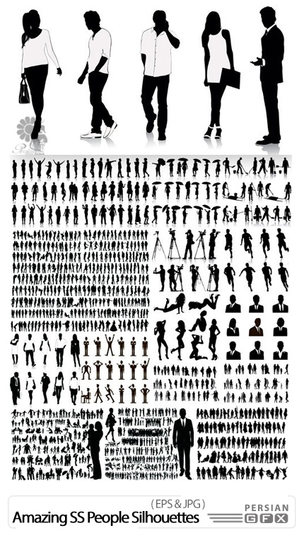 دانلود تصاویر وکتور سایه مرد و زن از شاتر استوک - Amazing ShutterStock People Silhouettes