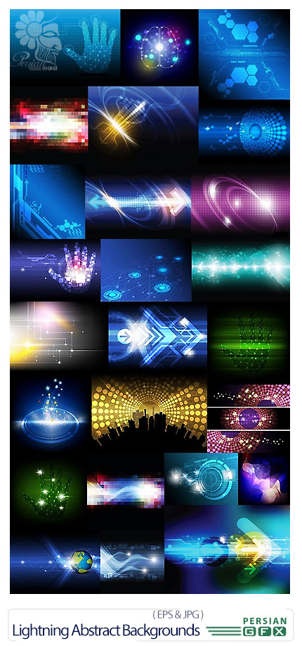 دانلود تصاویر وکتور پس زمینه های مغناطیسی انتزاعی - Lightning Abstract Backgrounds