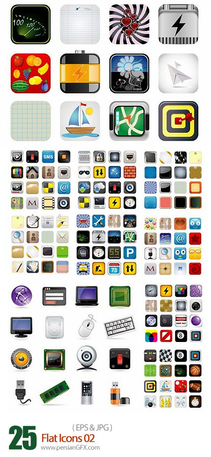 دانلود مجموعه آیکون های تخت - Flat Icons 02