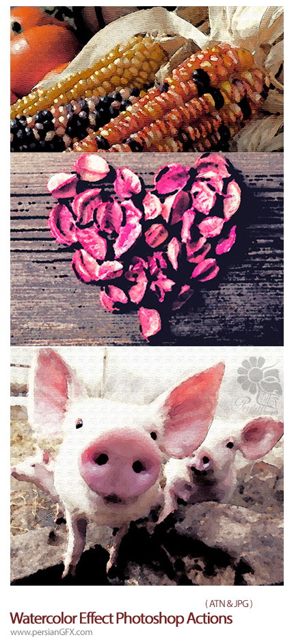 دانلود اکشن ایجاد ایجاد افکت آبرنگ بر روی تصاویر - Watercolor Effect Photoshop Actions