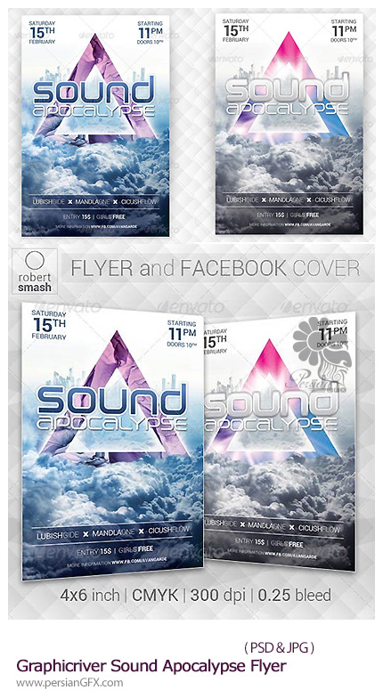 دانلود تصاویر لایه باز پوستر فانتزی از گرافیک ریور - Graphicriver Sound Apocalypse Flyer