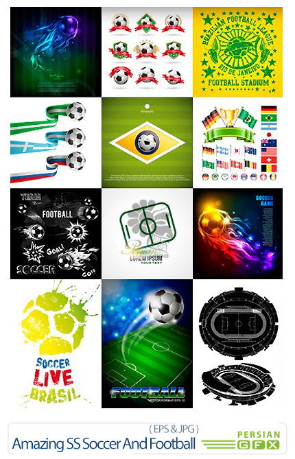 دانلود تصاویر وکتور فوتبال، توپ فوتبال، زمین فوتبال از شاتر استوک - Amazing ShutterStock Soccer And Football