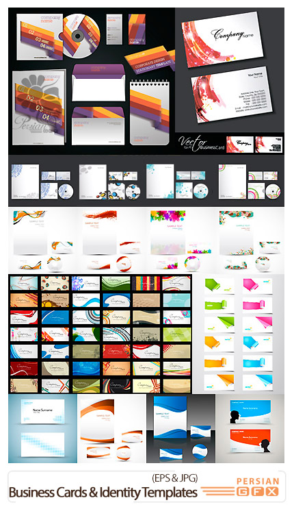دانلود تصاویر وکتور ست اداری، سربرگ، کارت ویزیت، پاکت - Business Cards And Identity Templates