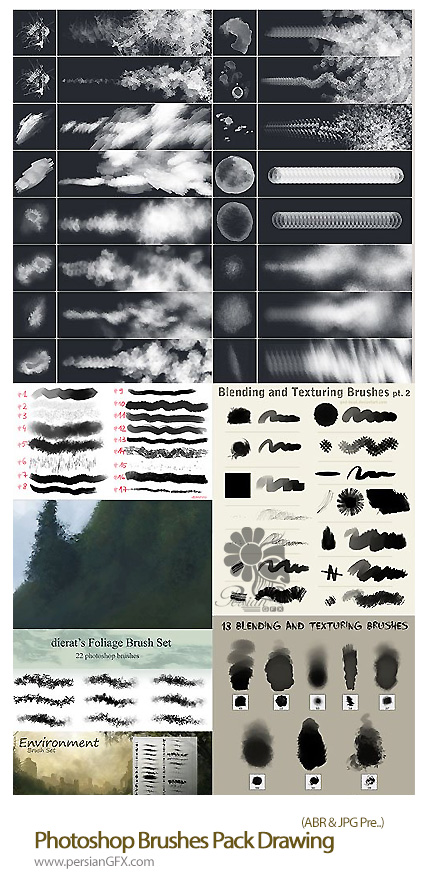 دانلود مجموعه براش نقاشی برای فتوشاپ - Photoshop Brushes Pack Drawing