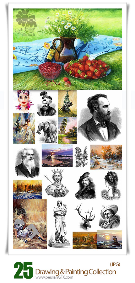 دانلود تصاویر هنری نقاشی مداد و رنگ و روغن - Drawing And Painting Collection