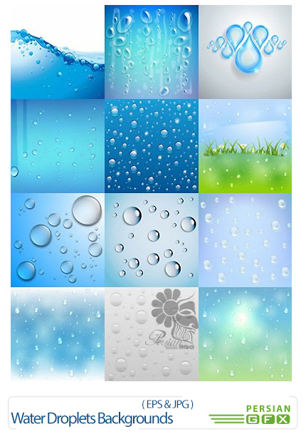 دانلود تصاویر وکتور پس زمینه قطرات آب - Water Droplets Backgrounds