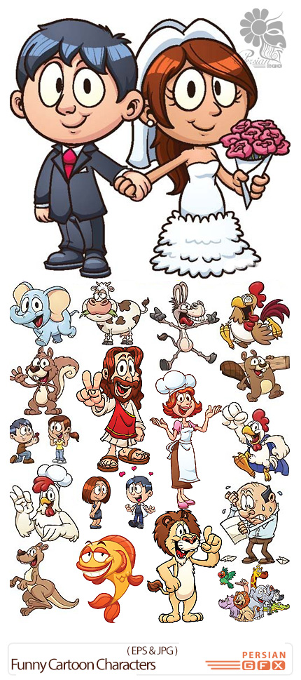 دانلود تصاویر وکتور کاراکترهای کارتونی خنده دار - Funny Cartoon Characters