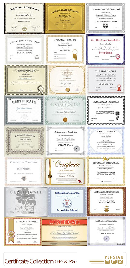 دانلود تصاویر وکتور قالب های آماده گواهی نامه - Certificate Collection