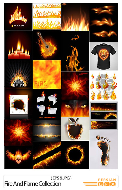 دانلود تصاویر وکتور آتش و شعله های آتش - Fire And Flame Collection