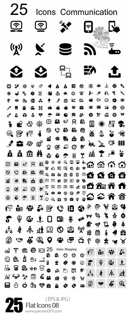 دانلود مجموعه آیکون های تخت - Flat Icons 08