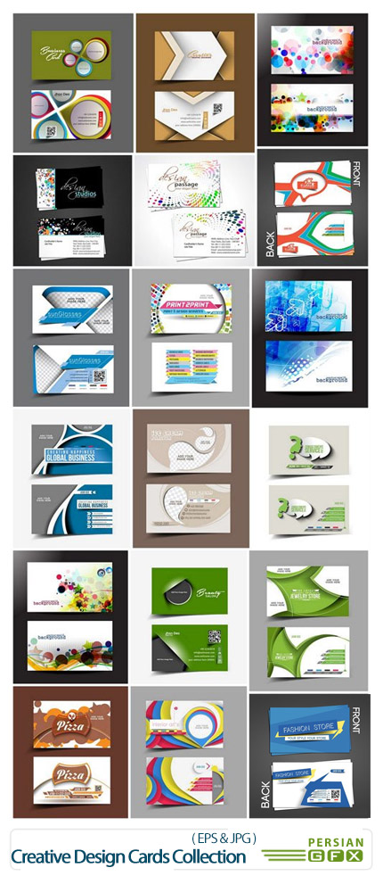 دانلود تصاویر وکتور کارت ویزیت های فانتزی خلافانه - Creative Design Cards Collection