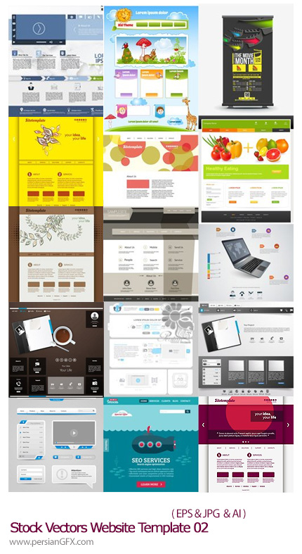 دانلود تصاویر وکتور قالب های آماده وب - Stock Vectors Website Template 02