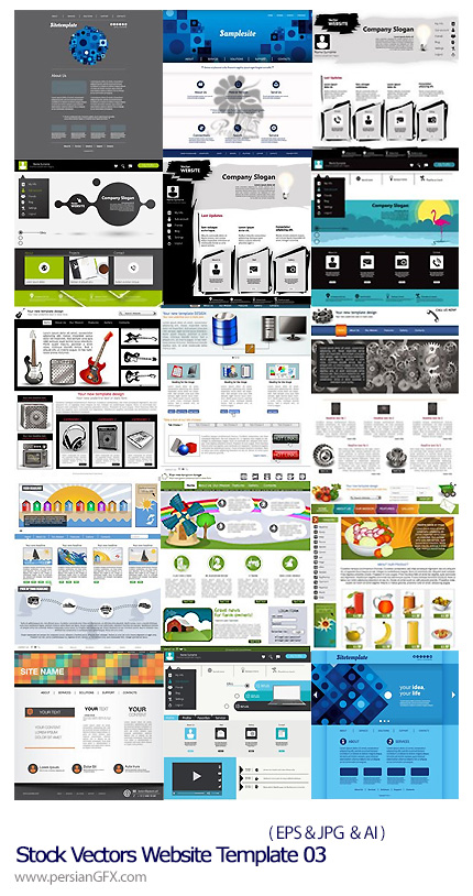 دانلود تصاویر وکتور قالب های آماده وب - Stock Vectors Website Template 03