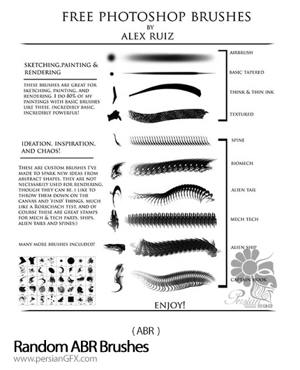 دانلود براش های متنوع فتوشاپ - Alex Ruiz Random ABR Brushes