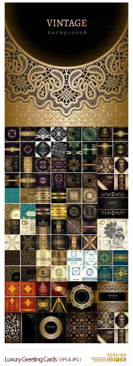 دانلود تصاویر وکتور کارت پستال های لوکس - Luxury Greeting Cards