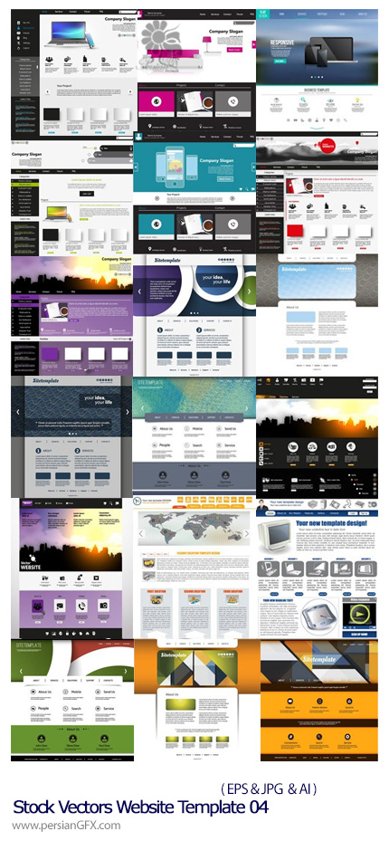 دانلود تصاویر وکتور قالب های آماده وب - Stock Vectors Website Template 04