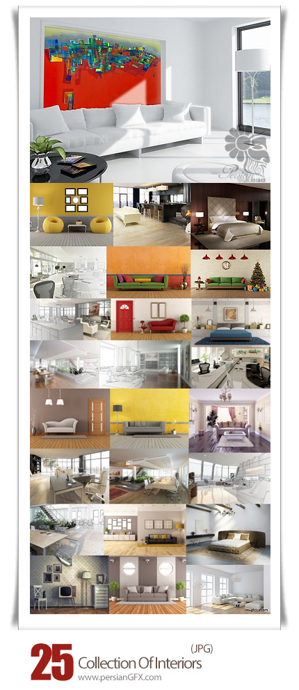 دانلود تصاویر با کیفیت دکوراسیون داخلی خانه، اتاق خواب، سالن - Collection Of Interiors