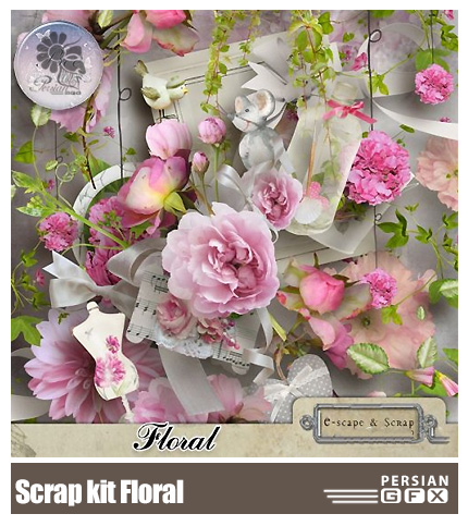 دانلود کلیپ آرت عناصر تزئینی گلدار - Scrap kit Floral
