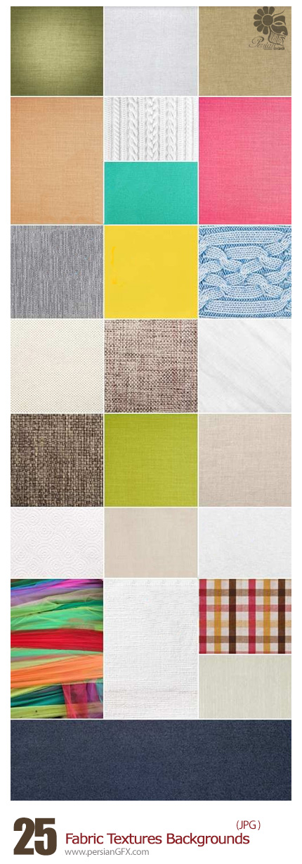 دانلود تصاویر تکسچر بافت پارچه ای متنوع - Fabric Textures Backgrounds