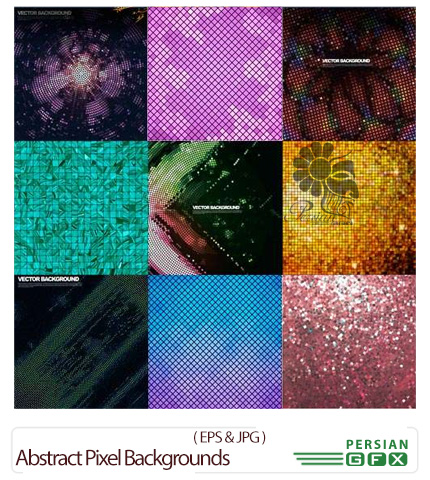 دانلود تصاویر وکتور پس زمینه های پیکسلی انتزاعی - Abstract Pixel Backgrounds