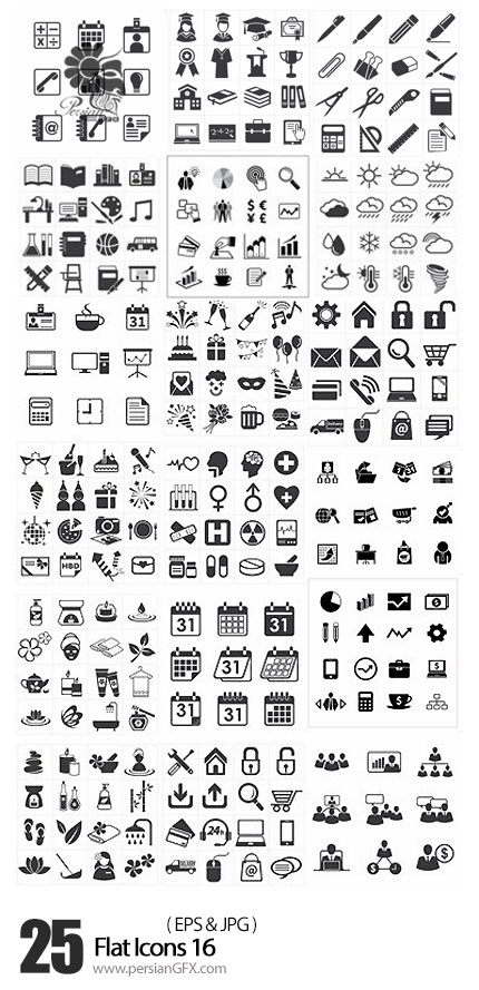  دانلود مجموعه آیکون های تخت - Flat Icons 16