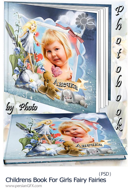 دانلود تصاویر لایه باز قالب آماده آلبوم عکس برای کودکان - Childrens Book For Girls Fairy-Fairies