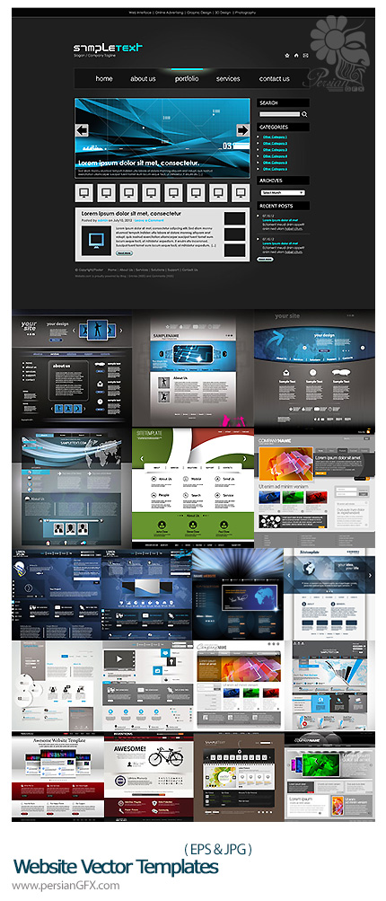 دانلود تصاویر وکتور قالب های آماده وب - Website Vector Templates