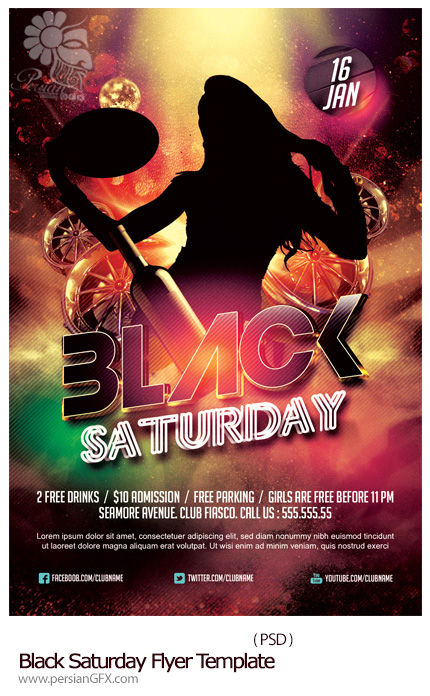 دانلود تصاویر لایه باز پوستر های فانتزی - Black Saturday Flyer Template