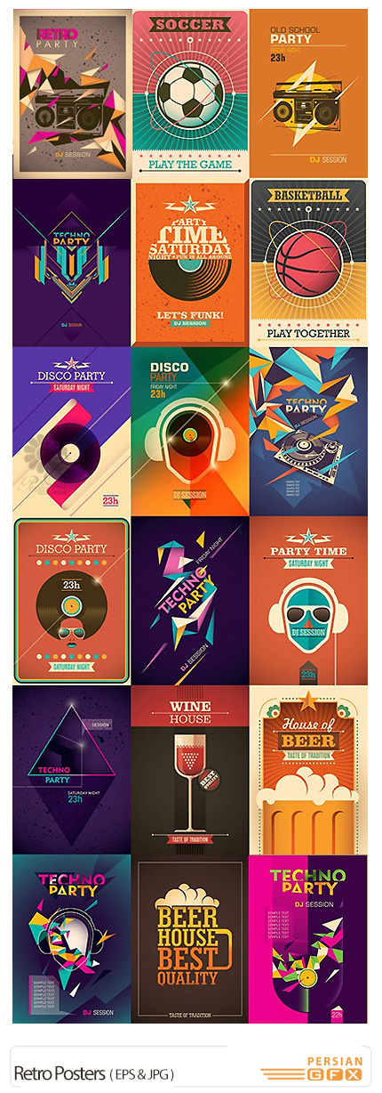دانلود تصاویر وکتور پوسترهای قدیمی - Retro Posters