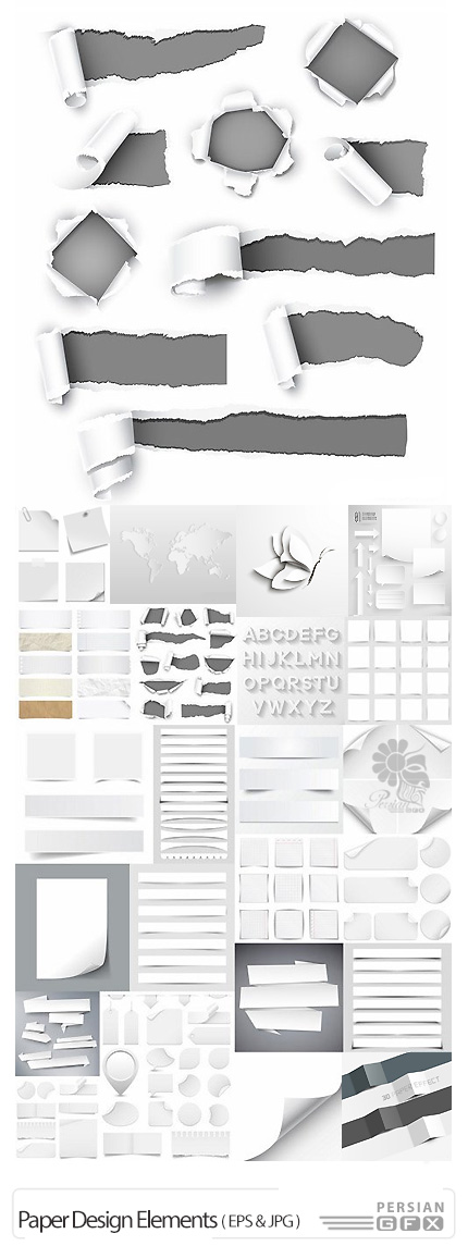 دانلود تصاویر وکتور عناصر طراحی کاغذی - Paper Design Elements
