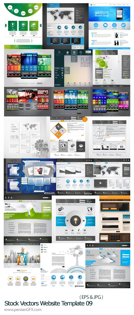 دانلود تصاویر وکتور قالب های آماده وب - Stock Vectors Website Template 09