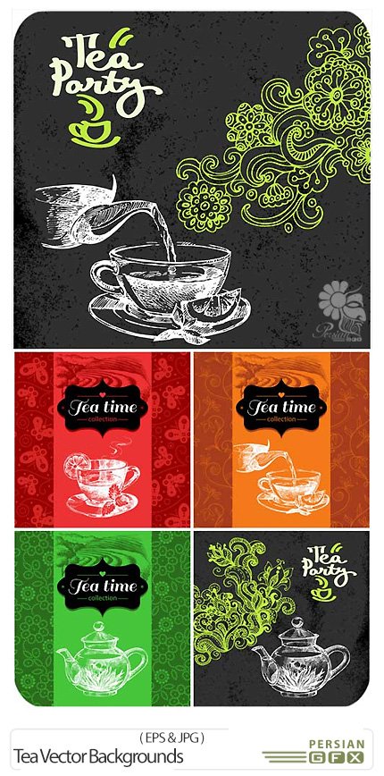 دانلود تصاویر وکتور پس زمینه چایی - Tea Vector Backgrounds