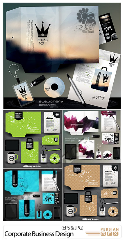 دانلود تصاویر وکتور قالب های آماده ست اداری، کارت ویزیت، بروشور، دی وی دی - Corporate Business Design Template Vector