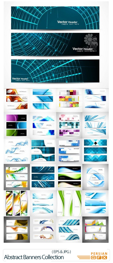 دانلود تصاویر وکتور بنرهای انتزاعی متنوع - Abstract Banners Collection