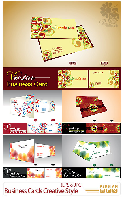 دانلود تصاویر وکتور کارت ویزیت های گرافیکی - Business Cards Creative Style Template Design Vector