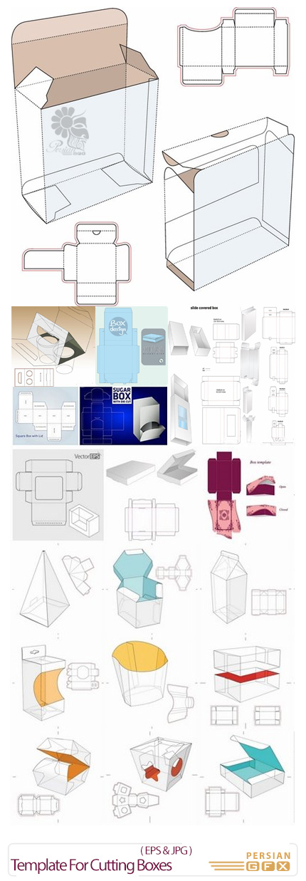 دانلود تصاویر وکتور قالب های آماده برش جعبه - Template For Cutting Boxes